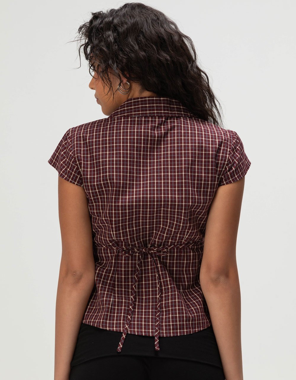 RSQ Womens Button Up Shirt - BURGUNDY