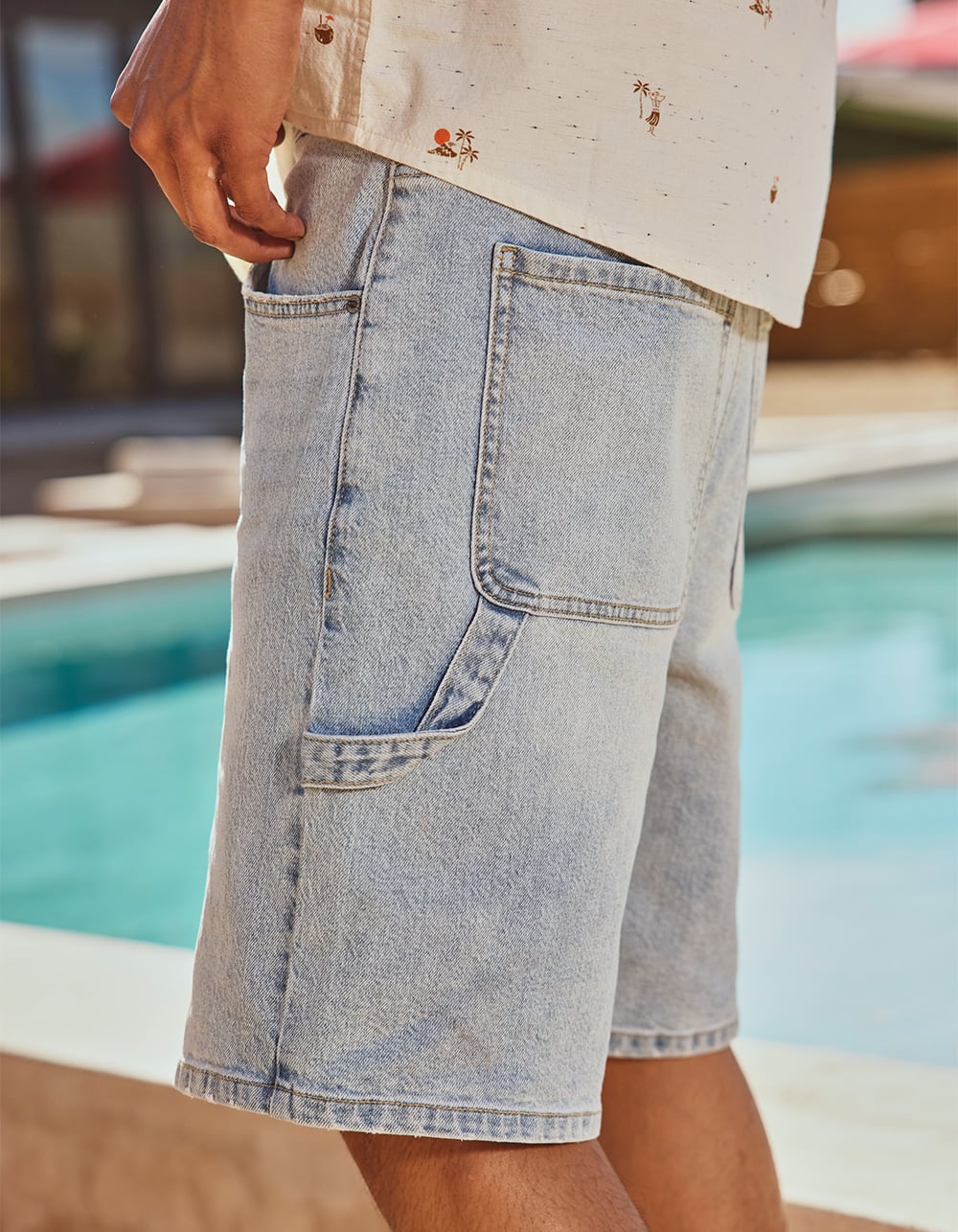 RSQ Mens Loose Carpenter Jorts - LIGHT WASH
