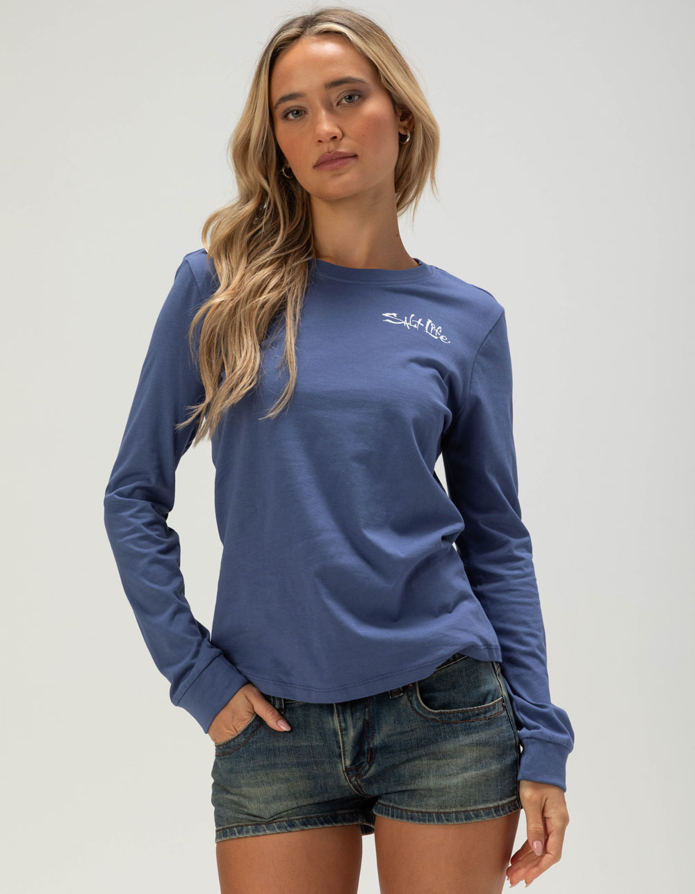 SALT LIFE Adventure V Womens Long Sleeve Tee - NAVY