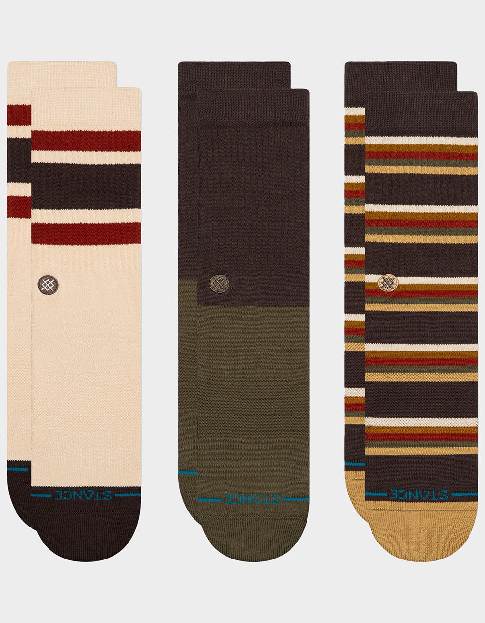 STANCE Mill House 3 Pack Mens Crew Socks - NUDE/BLACK