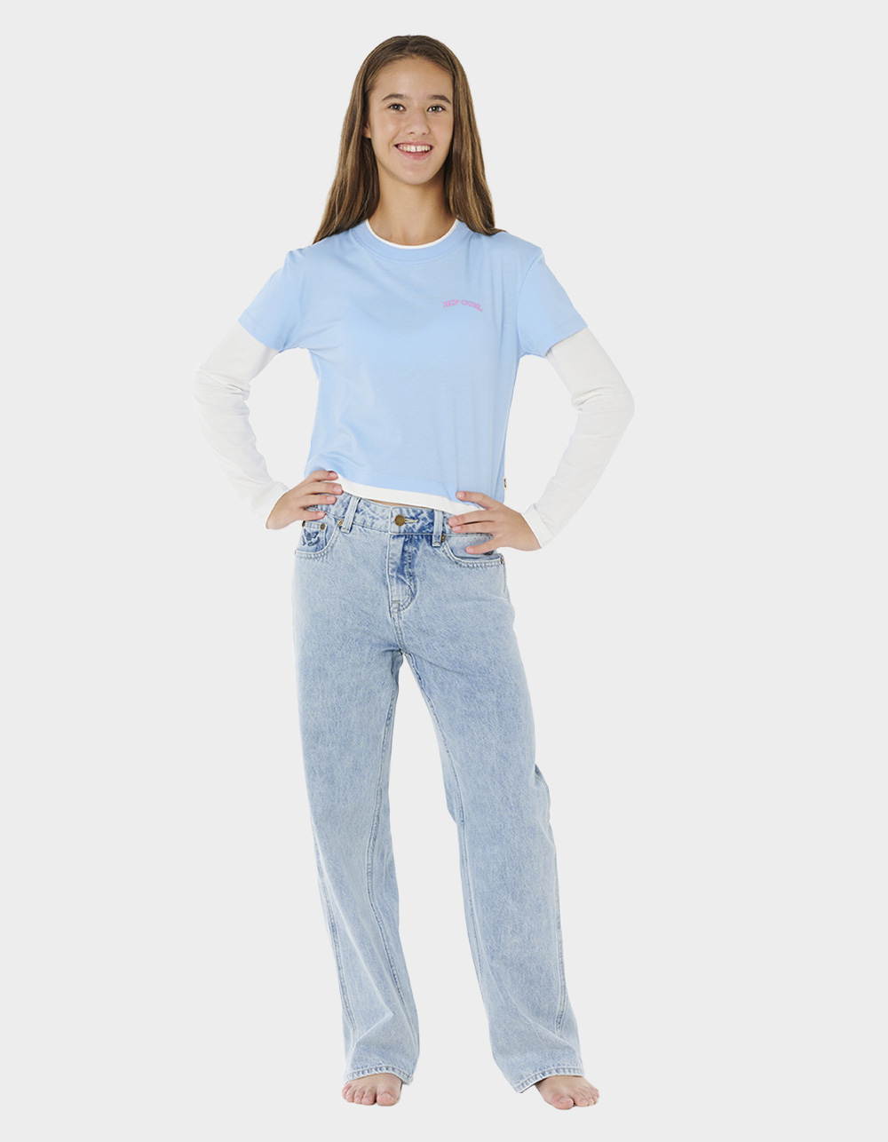RIP CURL Aggie Relaxed Girls Jeans - BLUE DENIM