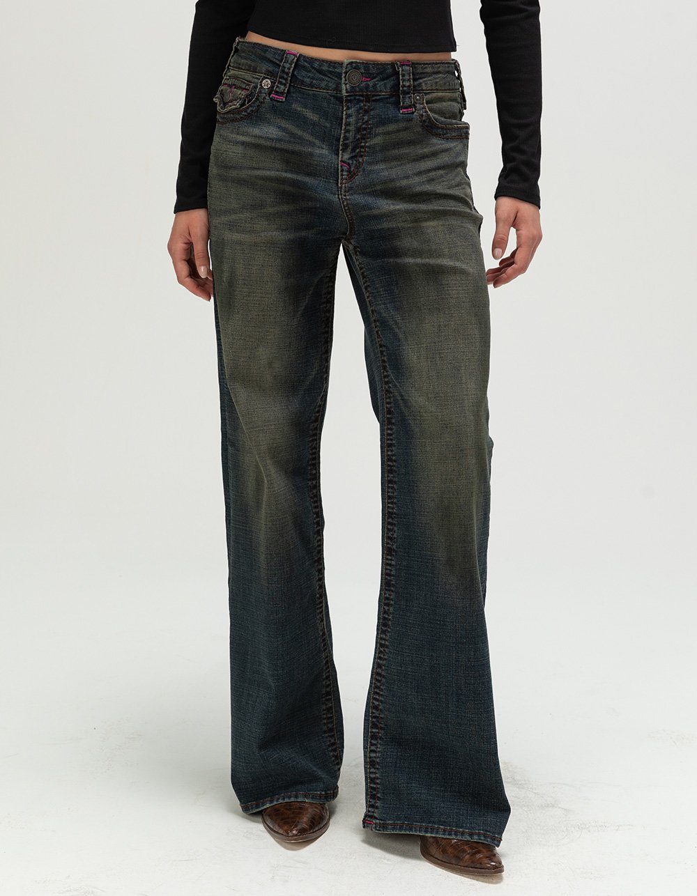 TRUE RELIGION Bobbi Big T Womens Baggy Jeans - MEDIUM WASH