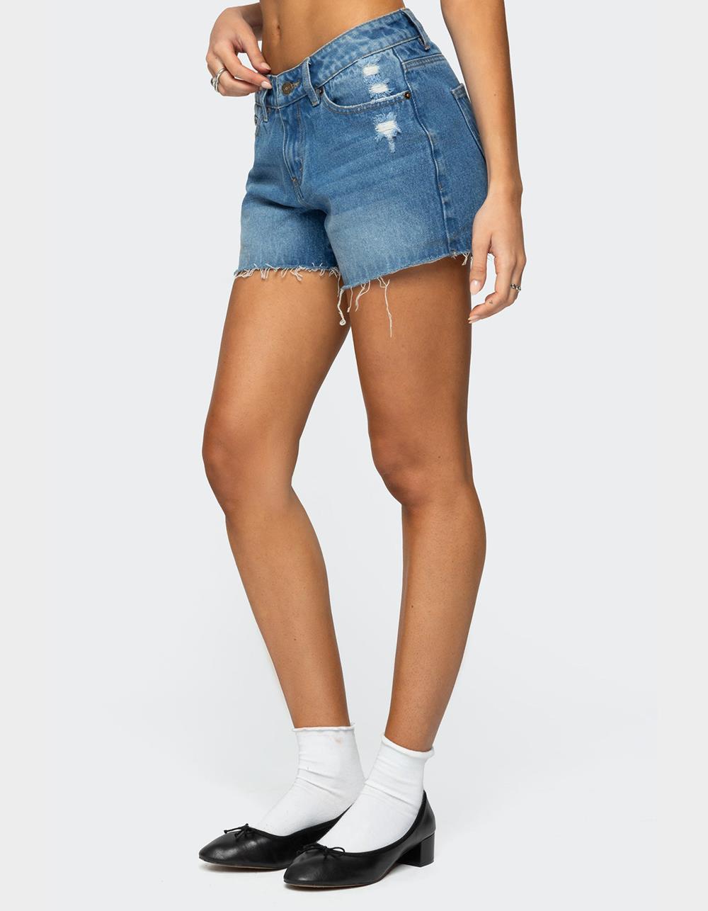EDIKTED Scottie Low Rise Denim Shorts