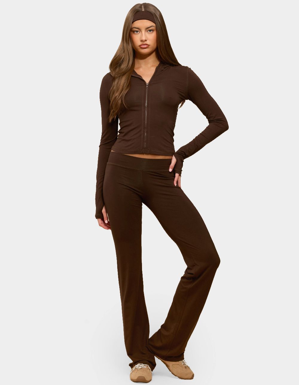 EDIKTED Callan Flared Pants - BROWN