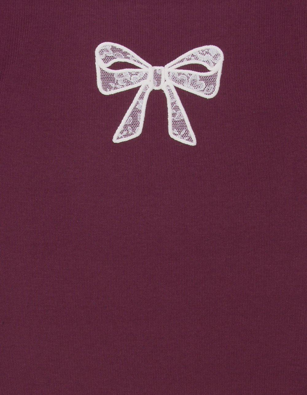 Full Tilt Lace Bow Girls Baby Tee - BURGUNDY