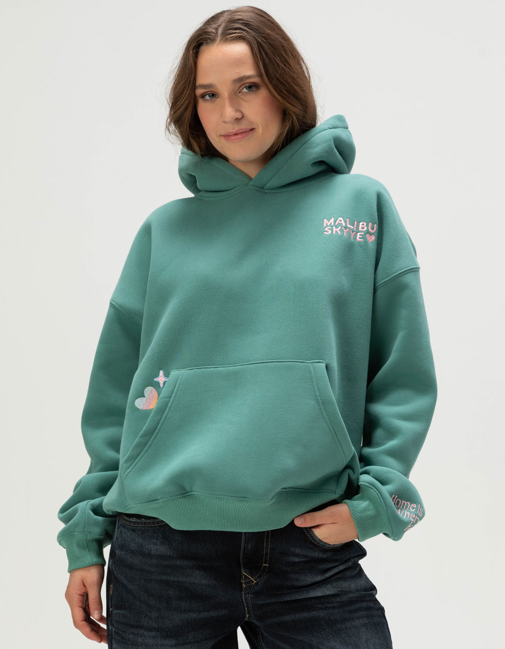 MALIBU SKYYE Home Is Wherever You Are Womens Hoodie - PINE