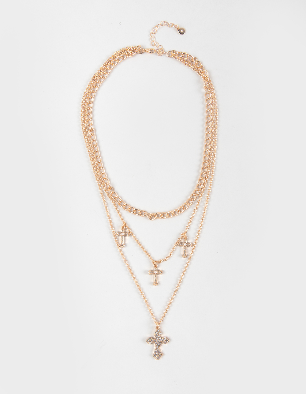 FULL TILT Layered Multi Cross Charm Necklace - GOLD