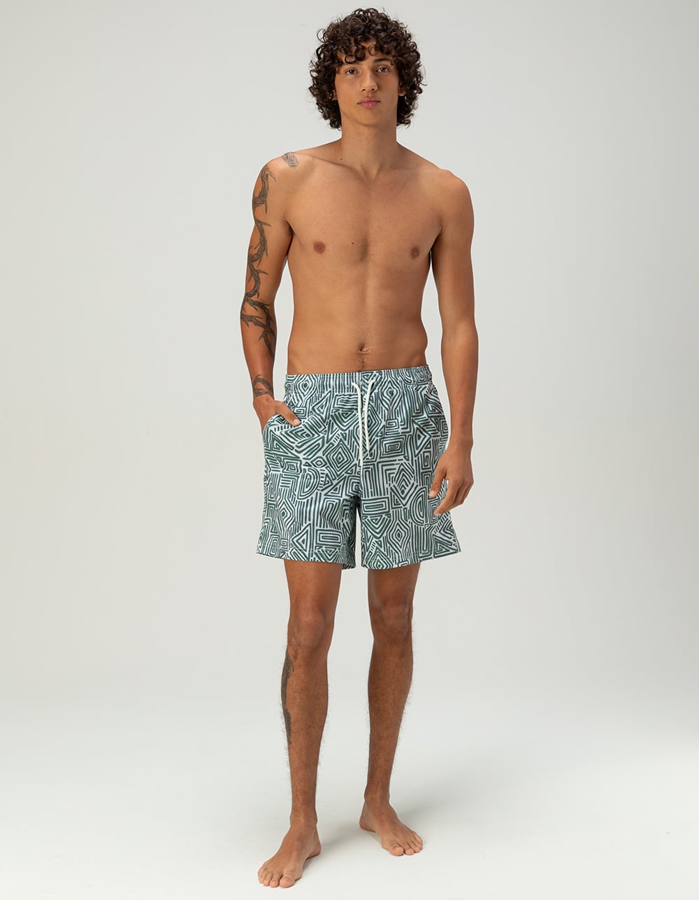 RSQ Mens 6.5" Swim Trunks - GREEN COMBO