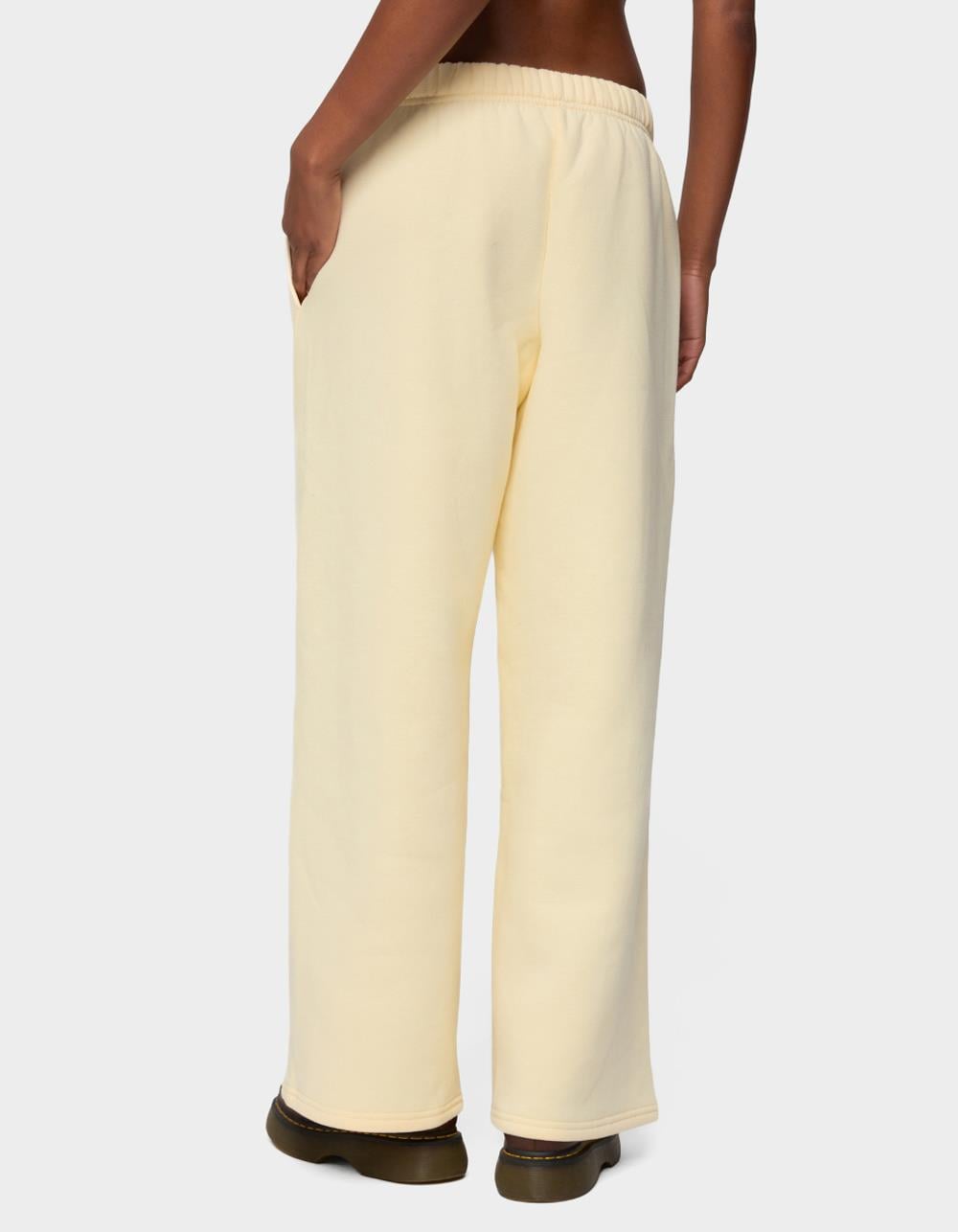 Edikted Basic Girl Wide Leg Sweatpants - YELLOW
