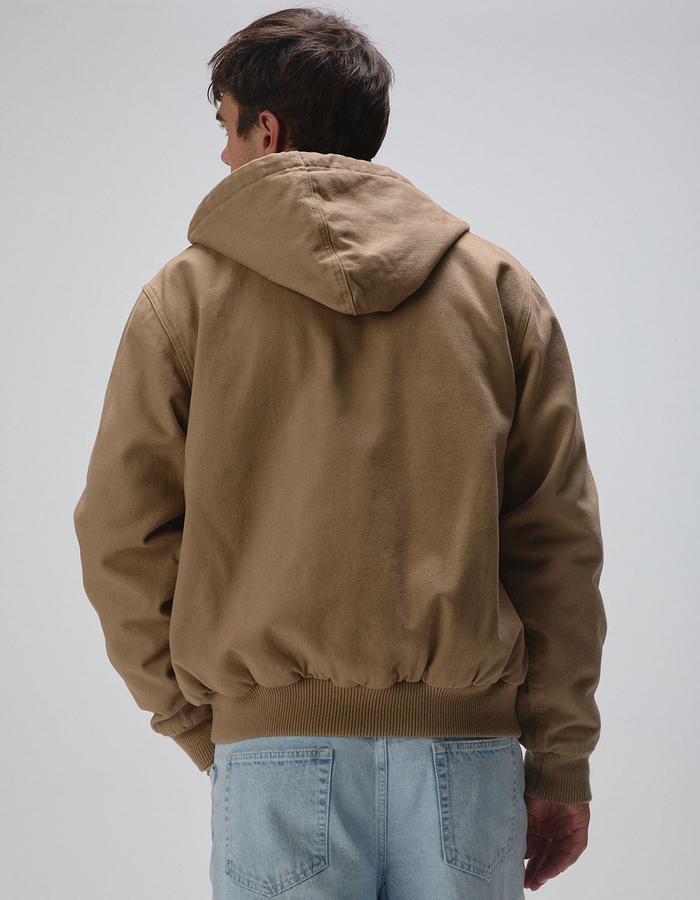 RSQ Mens Oversized Hooded Twill Jacket - TAN