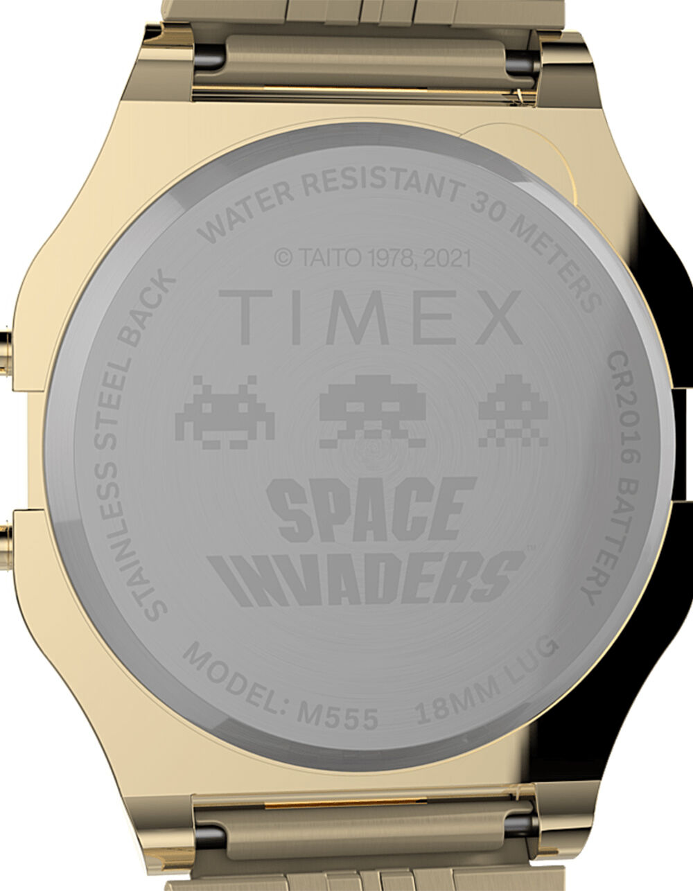 TIMEX T80 x SPACE INVADERS 34mm Stainless Steel Gold Bracelet Watch