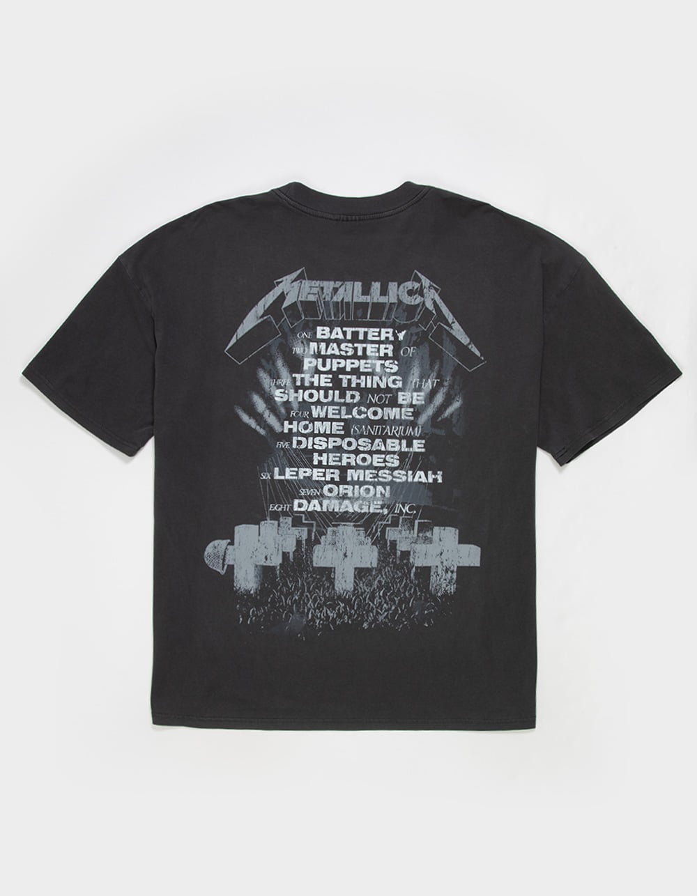 METALLICA Mens Rhinestone Boxy Tee - WASHED BLACK