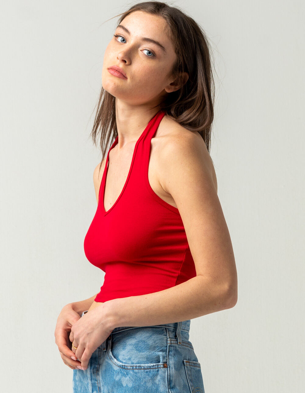BOZZOLO Womens Red Halter Top - RED | Tillys