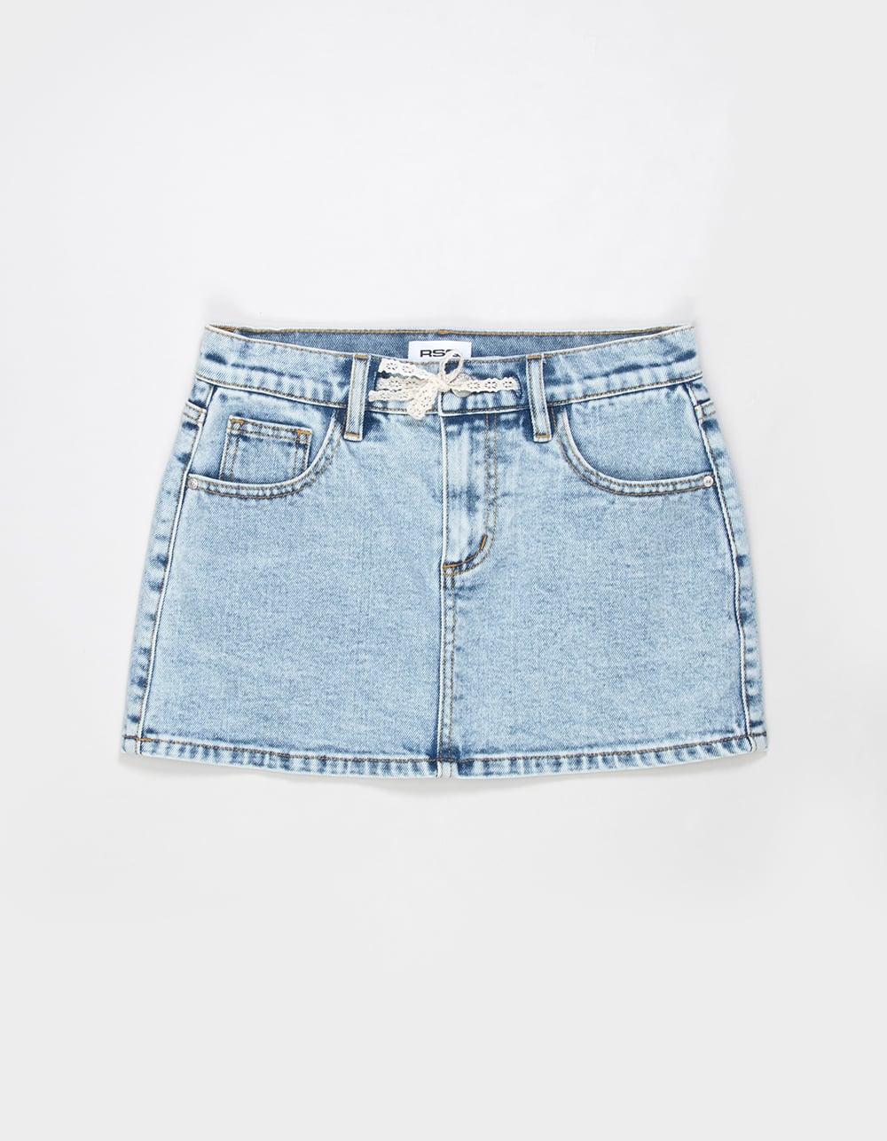 RSQ Girls Self Tie Denim Skort - LIGHT WASH
