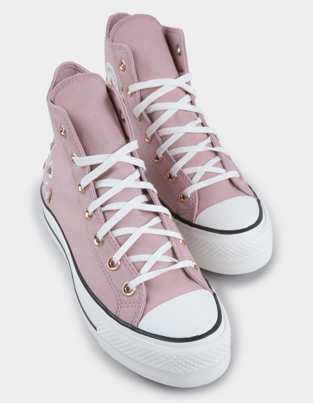 CONVERSE Chuck Taylor All Star Lift Sequin Floral Womens High Top Platform Shoes - PINK