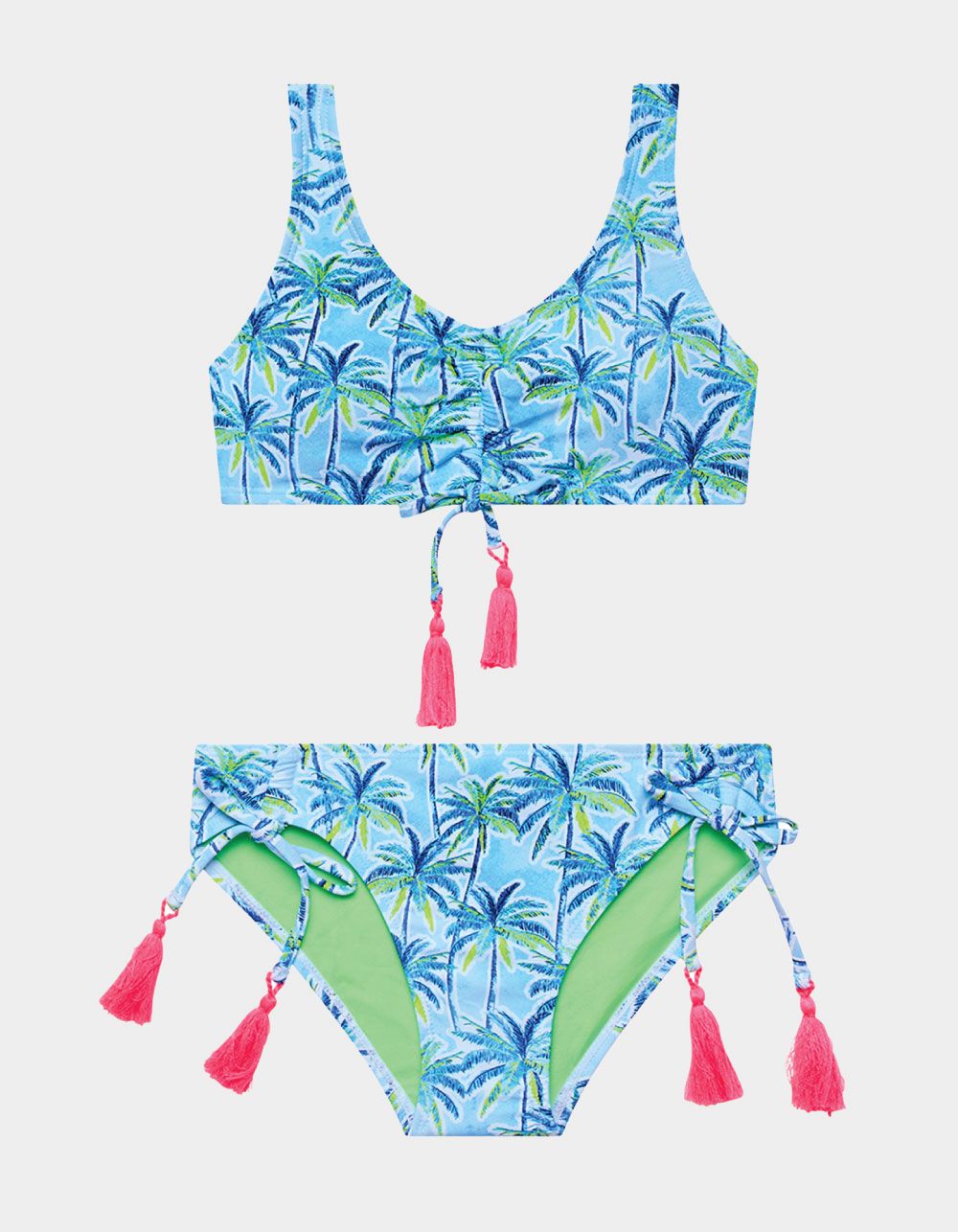 BEACH LINGO Palm Paradise Bralette Girls Bikini Set - BLUE