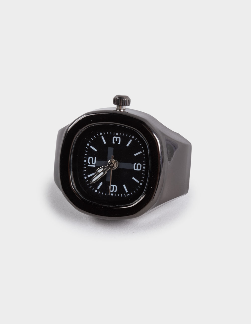 RSQ Round Cross Stretch Ring Watch - BLACK