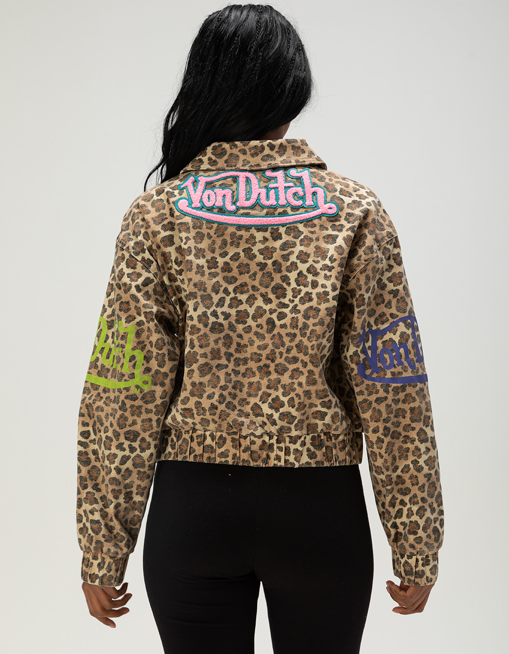 VON DUTCH LEOPARD Womens Bomber Jacket