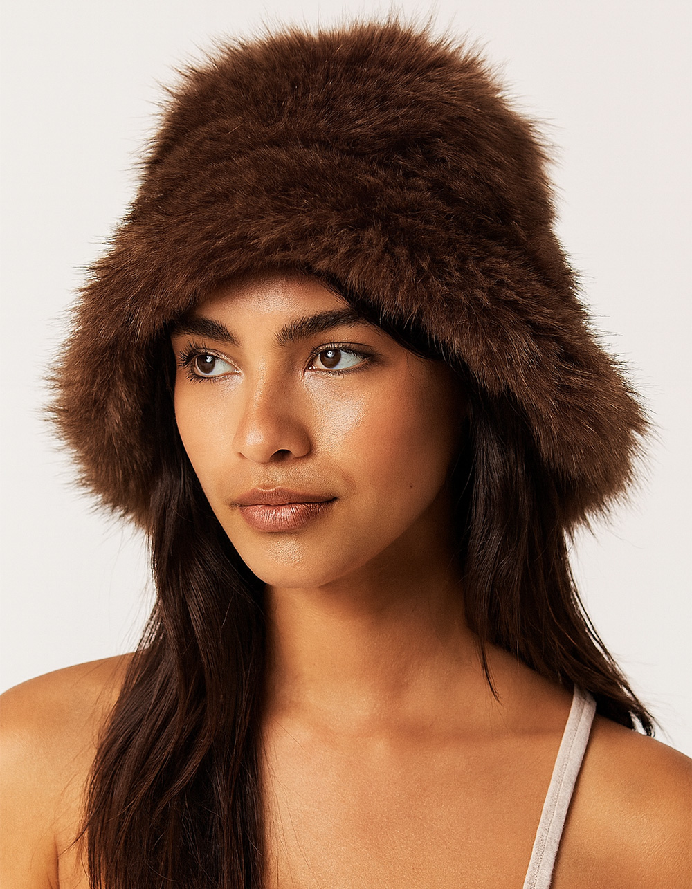 Fuzzy Bucket Hat - BROWN
