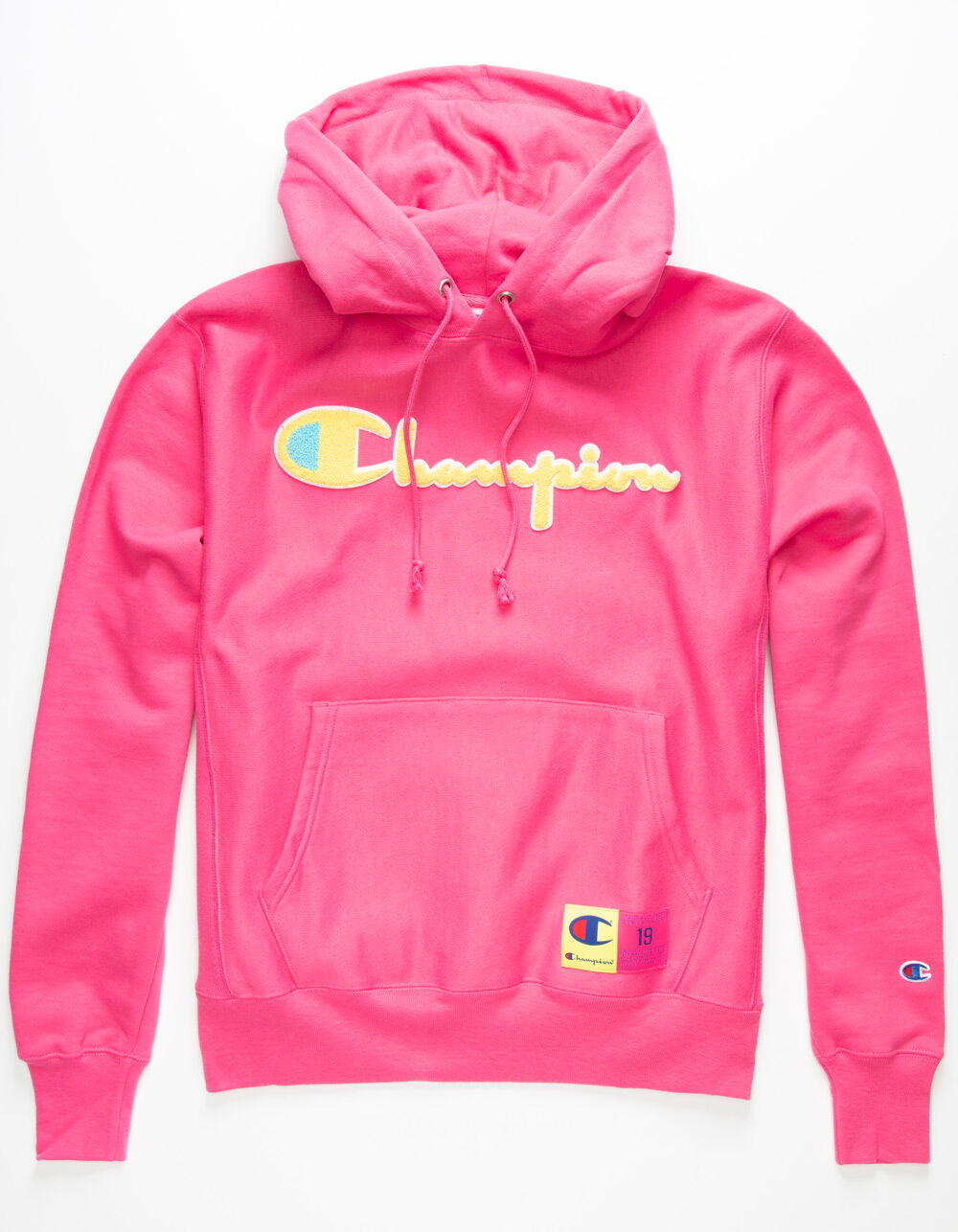 CHAMPION Chenille Logo Mens Hoodie - HOT PINK | Tillys