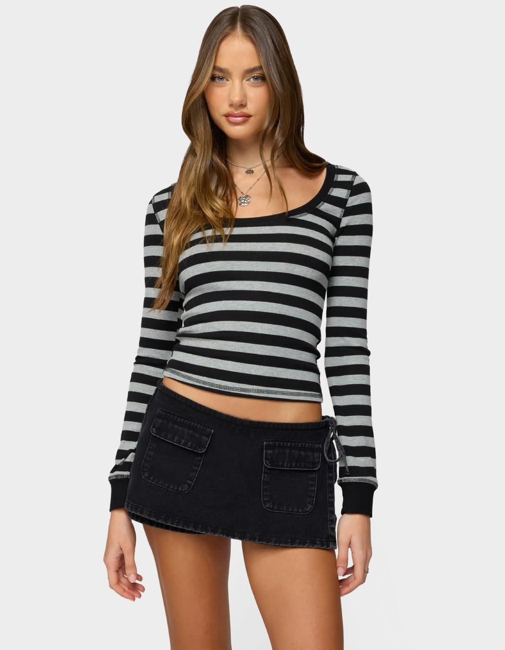 EDIKTED Rainey Striped Long Sleeve Top