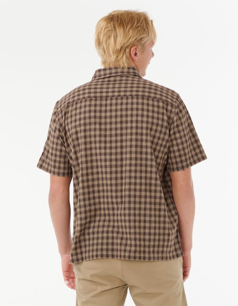 RIP CURL Classic Surf Check Mens Short Sleeve Shirt - KHAKI
