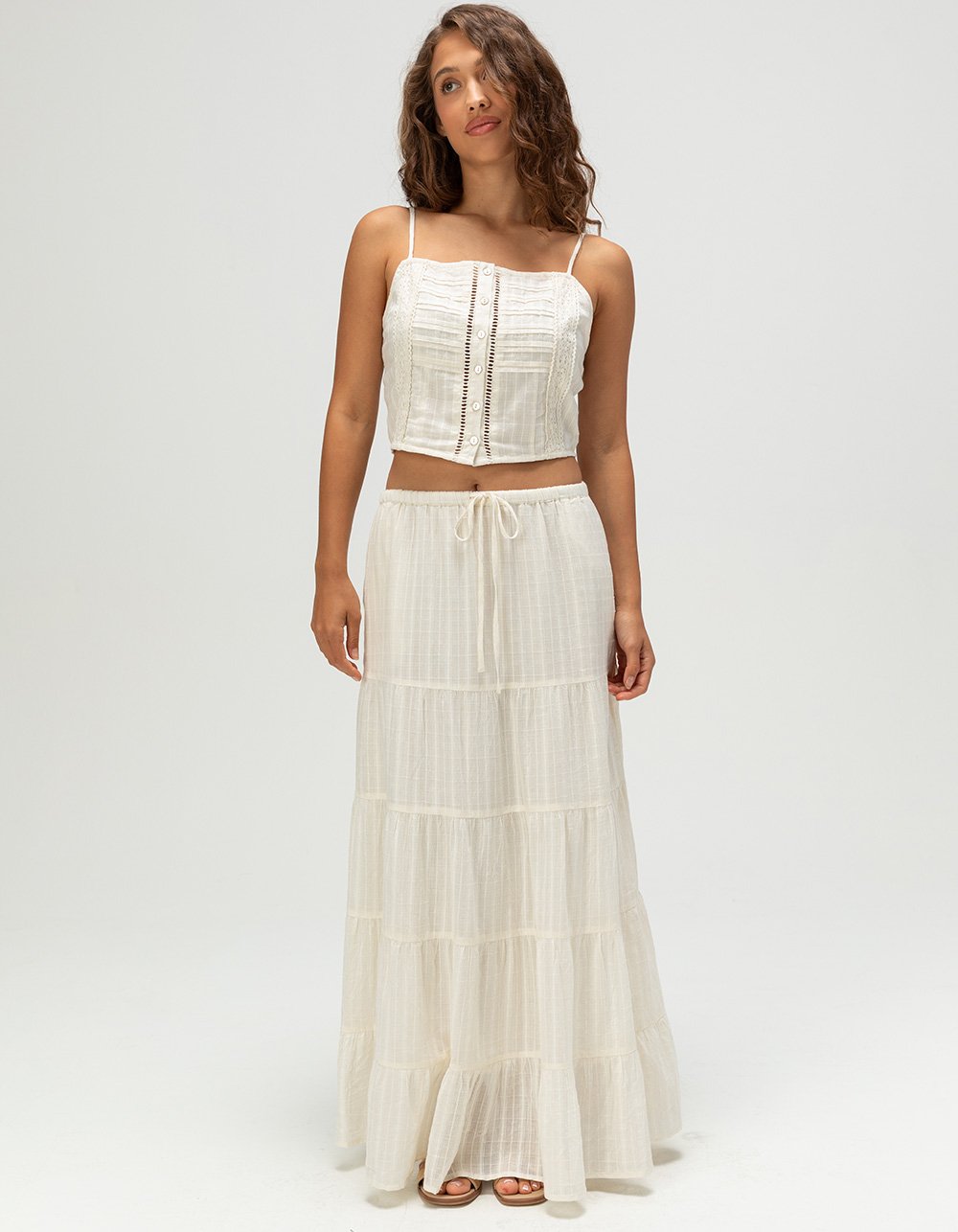 PATRONS OF PEACE Lotus Womens Maxi Skirt - WHITE