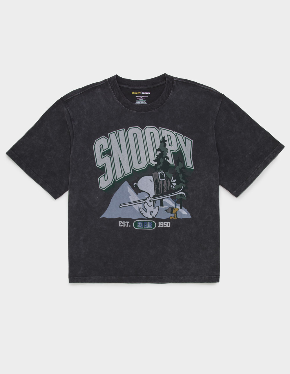 RSQ x Peanuts Snoopy Ski Mens Boxy Tee - BLACK