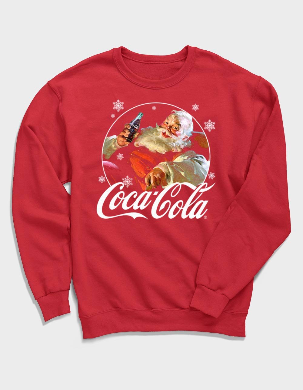 COCA-COLA Santa Snowflakes Unisex Crewneck Sweatshirt - RED