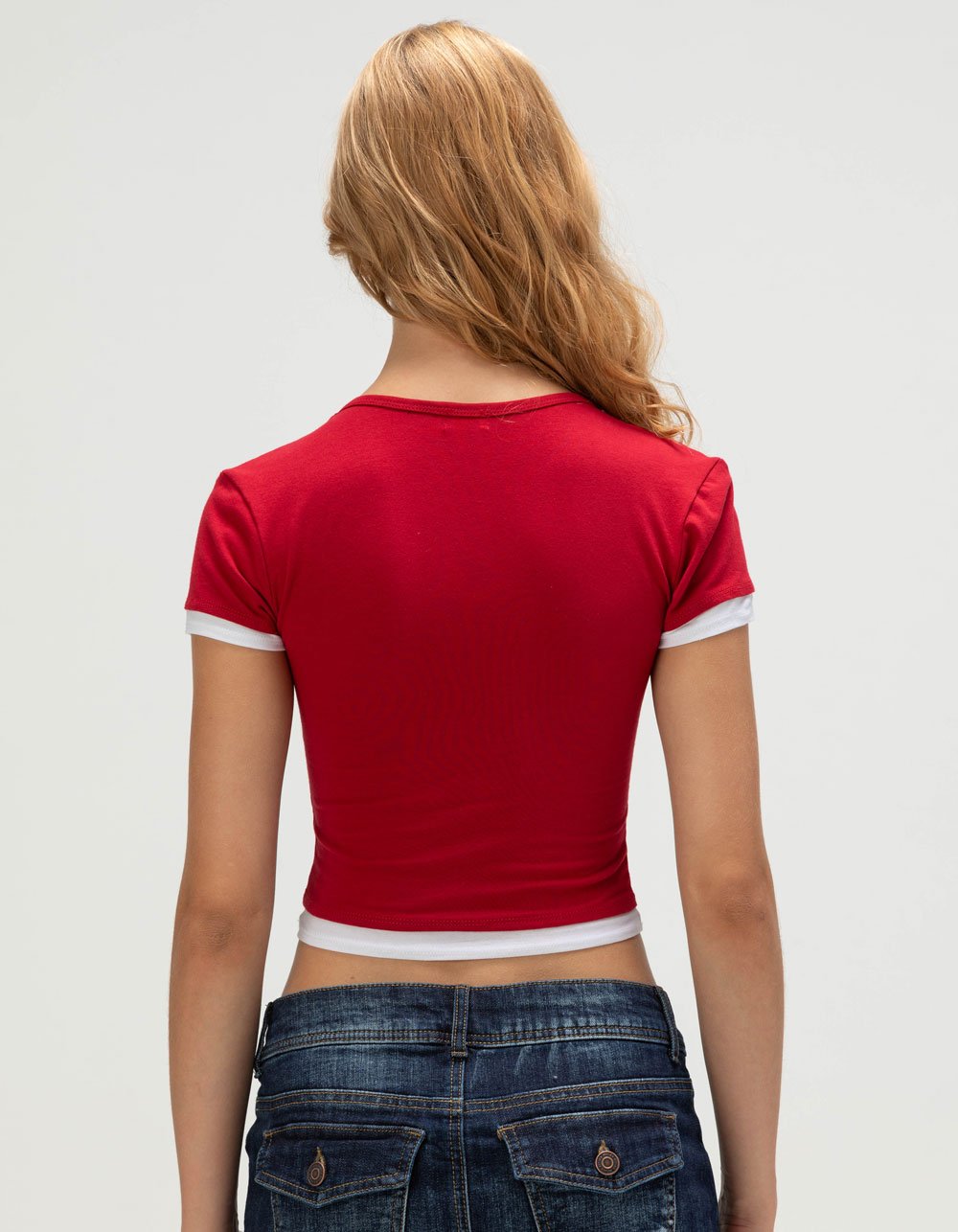 TILLYS Double Layer Womens Tee - RED COMBO