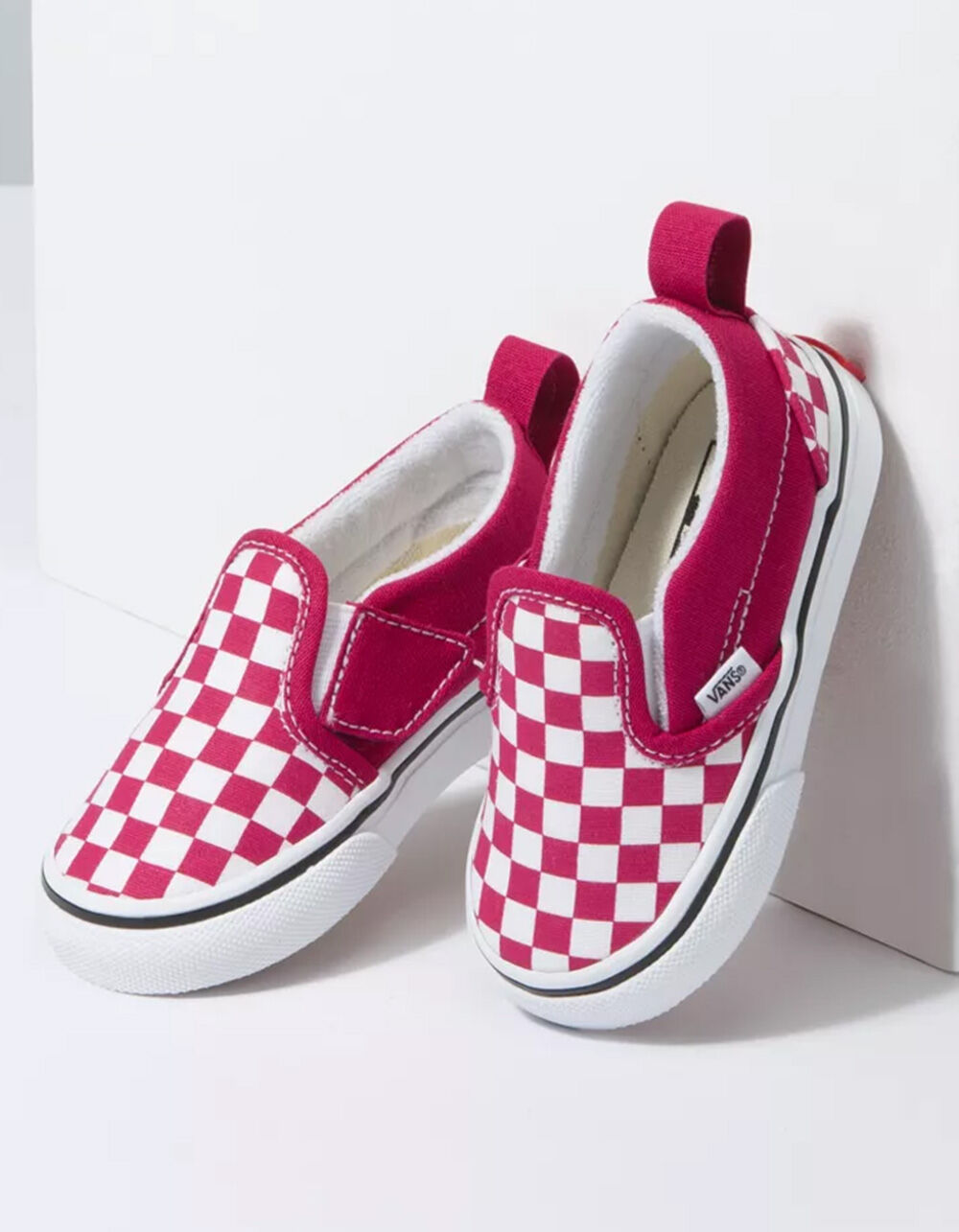 VANS Toddler Checkerboard SlipOn Velcro Shoes CERISE/TRUE WHITE Tillys