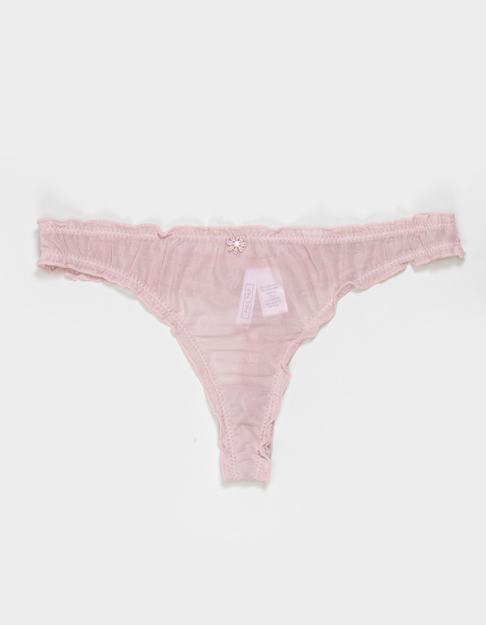 FULL TILT Lettuce Edge Mesh Thong - DUSTY PINK