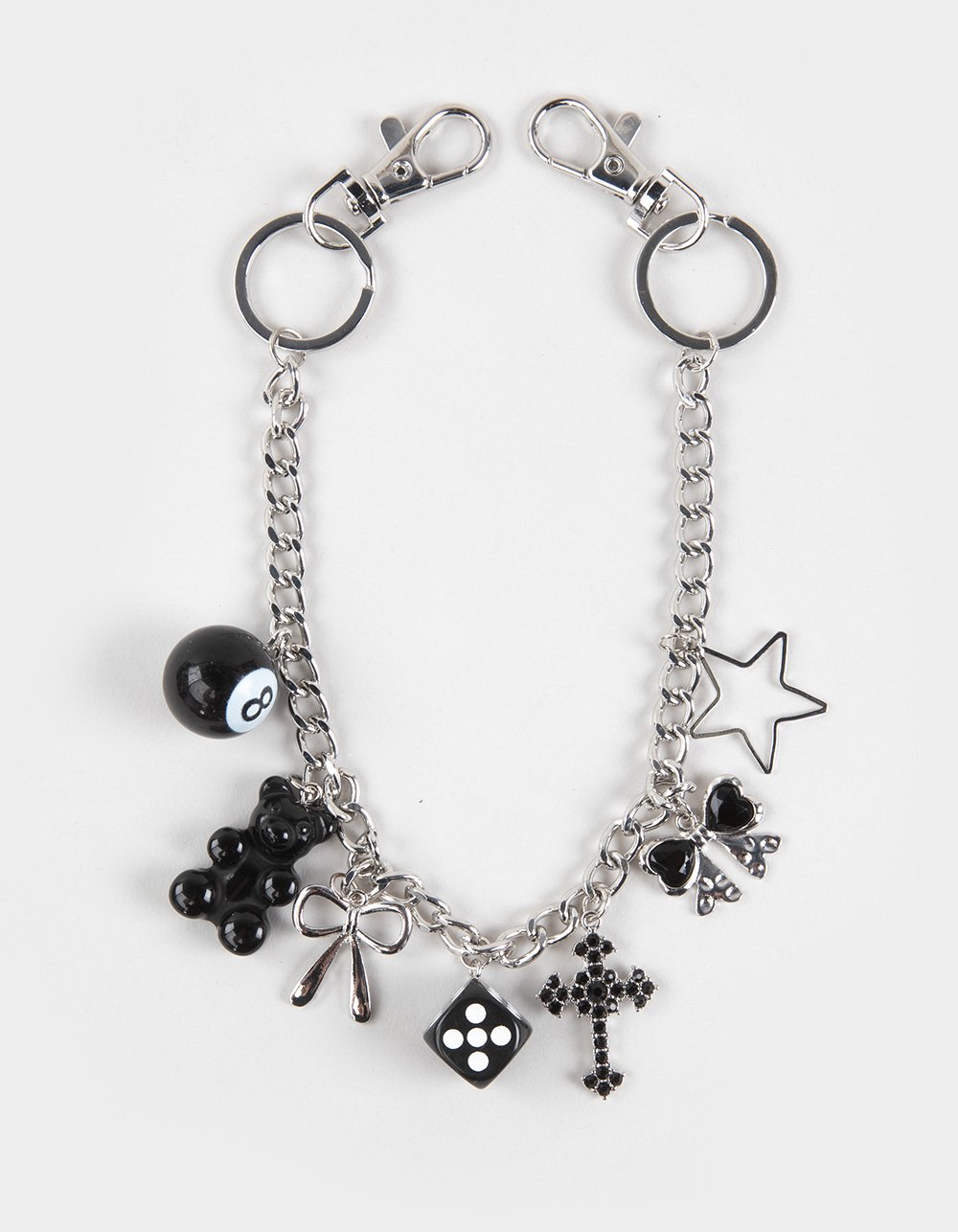 FULL TILT Multi Charm Punk Bag Charm Chain - SILVER
