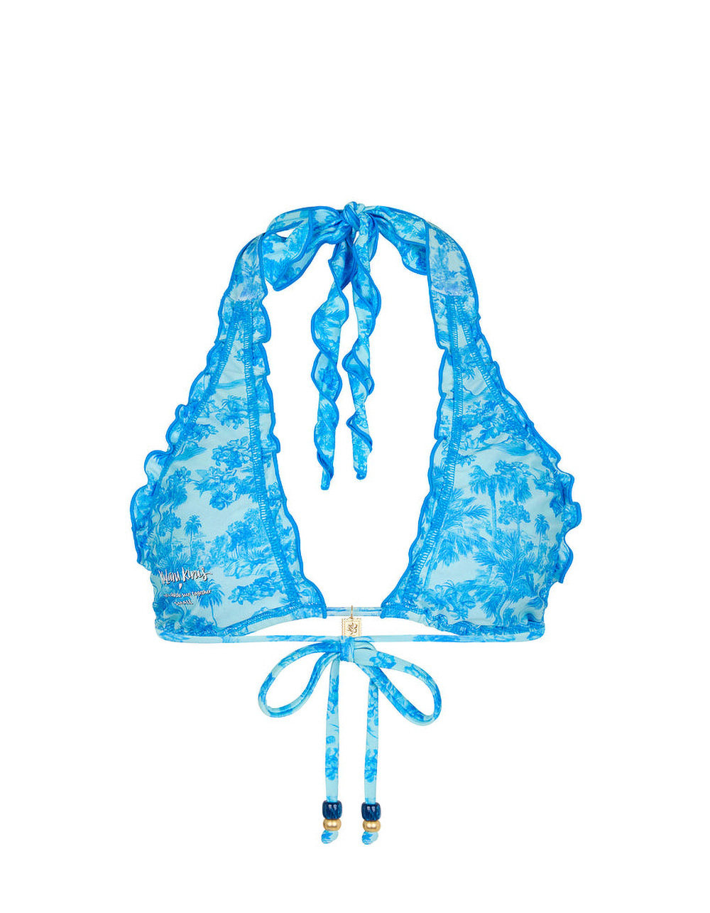 KULANI KINIS Ocean Paradise Halter Triangle Bikini Top - BLUE