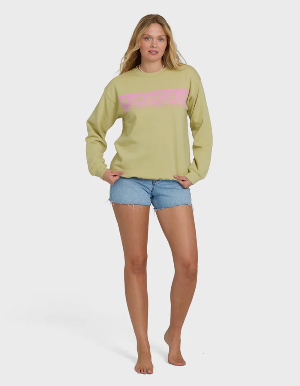 BILLABONG Giving Shade Womens Oversized Crewneck Sweatshirt - OLIVE