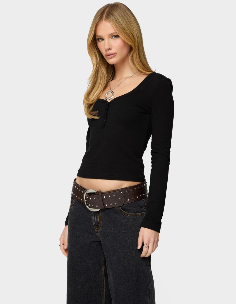 EDIKTED Leah Henley Top - BLACK