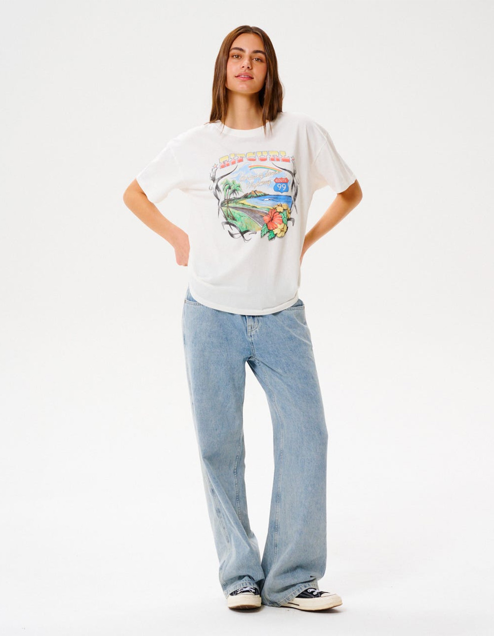 RIP CURL Pacific Rider Womens Relaxed Tee - BONE