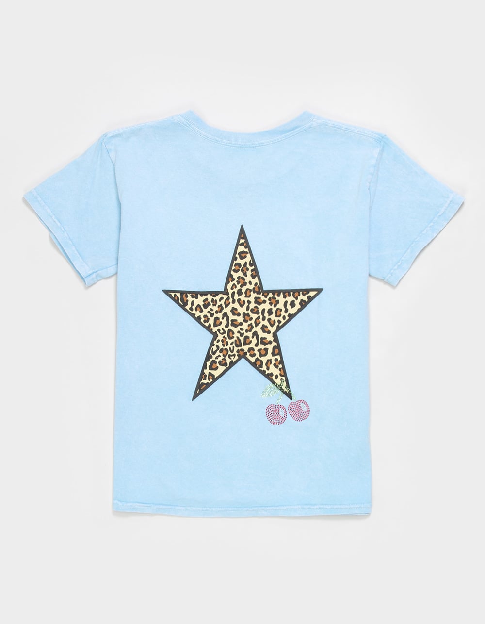 FULL TILT Animal Print Star Cherry Girls Boyfriend Tee - BLUE