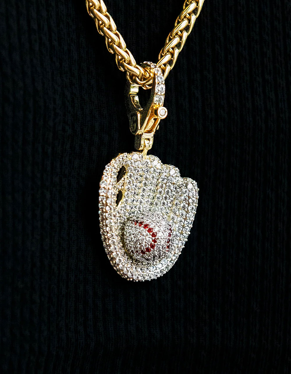 GLD Iced Baseball Pendant - GOLD