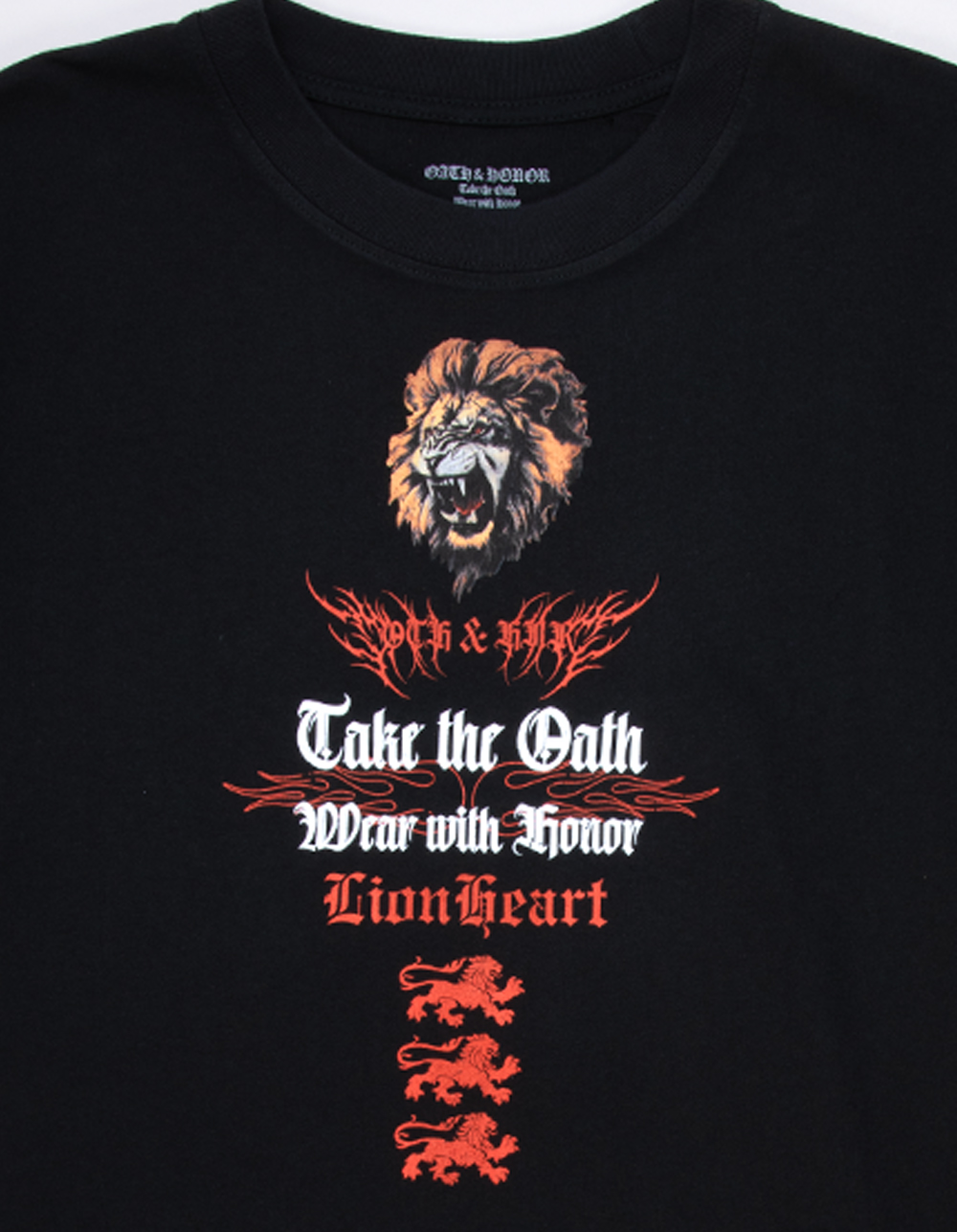 OATH & HONOR Lion Heart Mens Boxy Tee - BLACK
