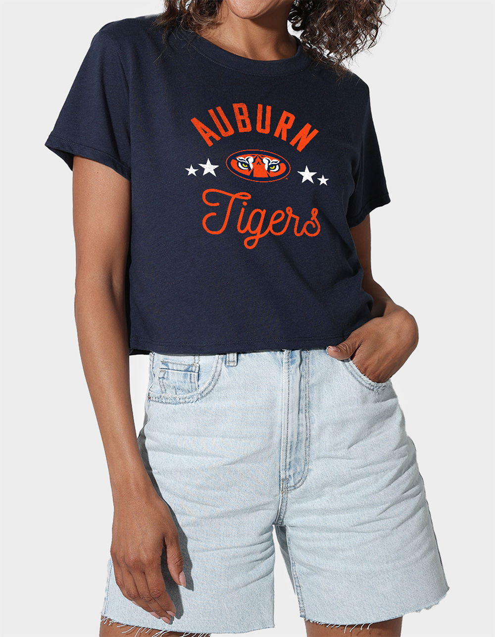 AUBURN UNIVERSITY Tigers Womens Cropped Tee - NAVY