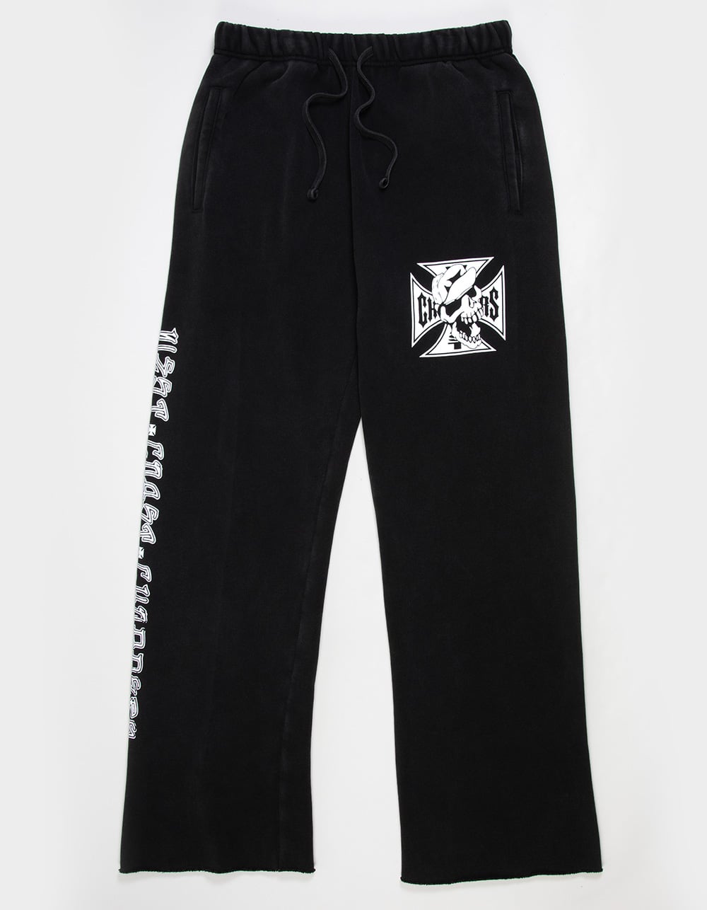 WEST COAST CHOPPERS Skeleton Moto Logo Mens Sweatpants - WASHED BLACK