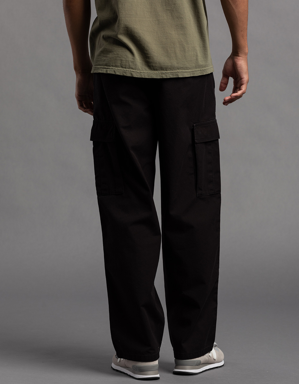 RSQ Mens Loose Cargo Pants - WASHED BLACK
