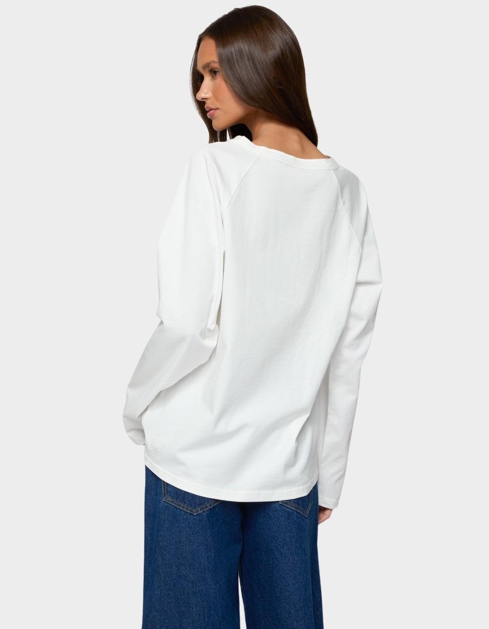 EDIKTED Cyrus Henley Oversized Top - WHITE