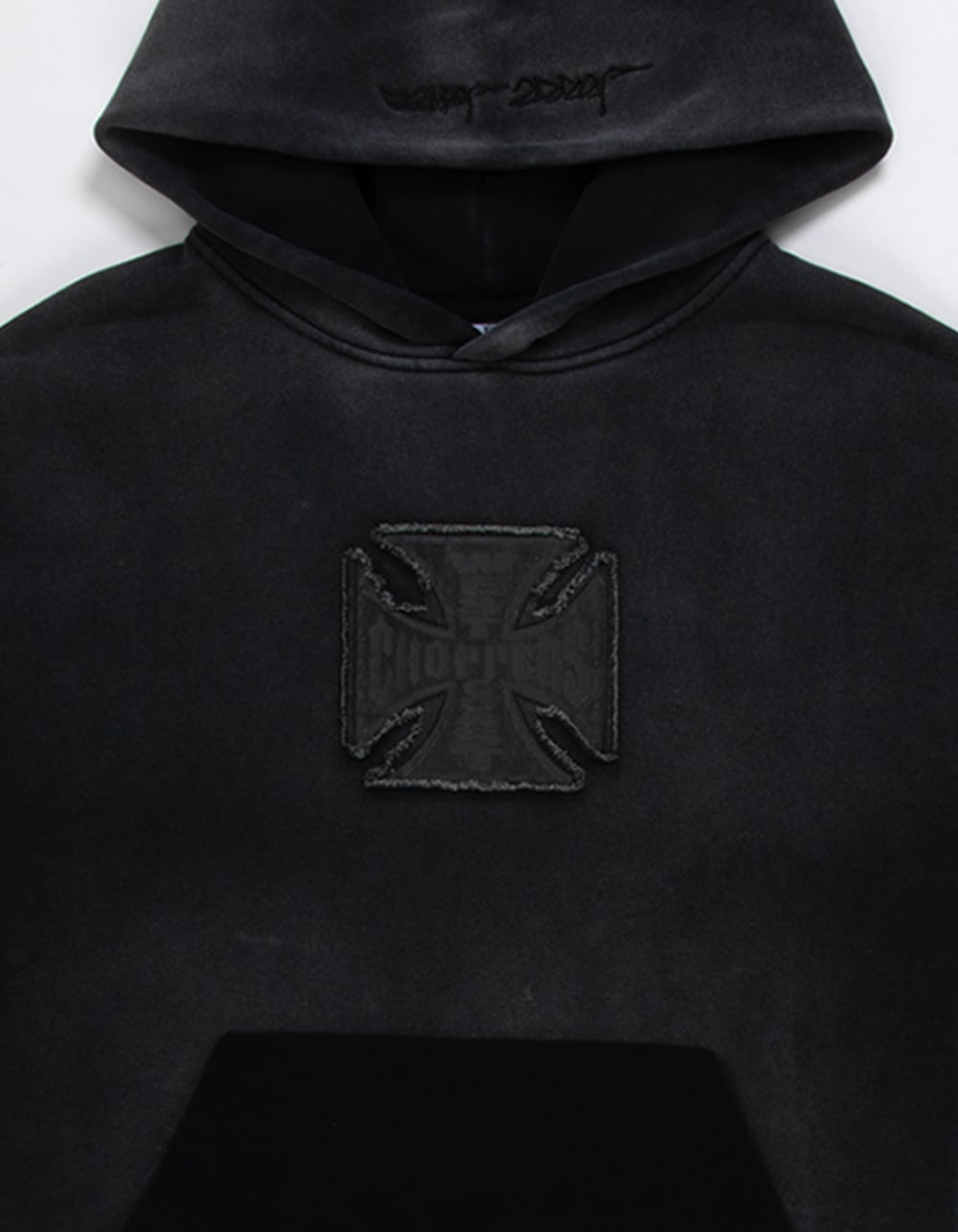WEST COAST CHOPPERS Ghost Fray Mens Hoodie  - WASHED BLACK
