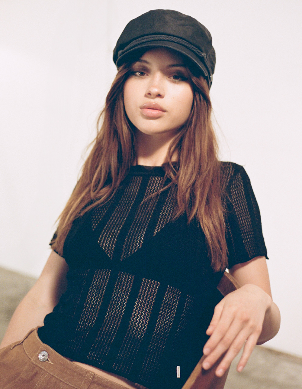 BRIXTON Sheer Knit Womens Top - BLACK