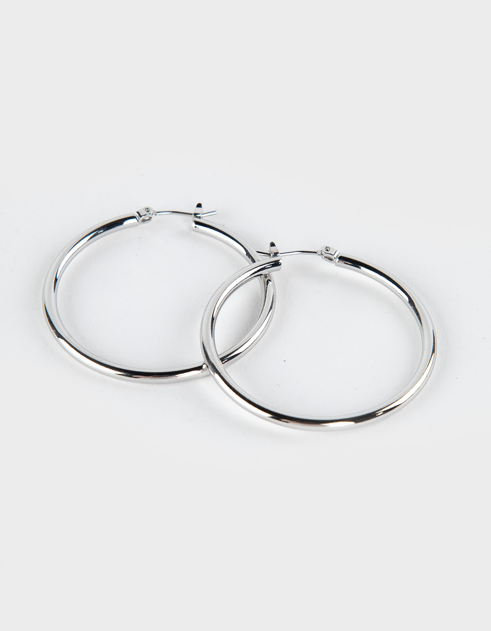 DO EVERYTHING IN LOVE 14K White Gold Dipped Pin Catch Hoop Earrings