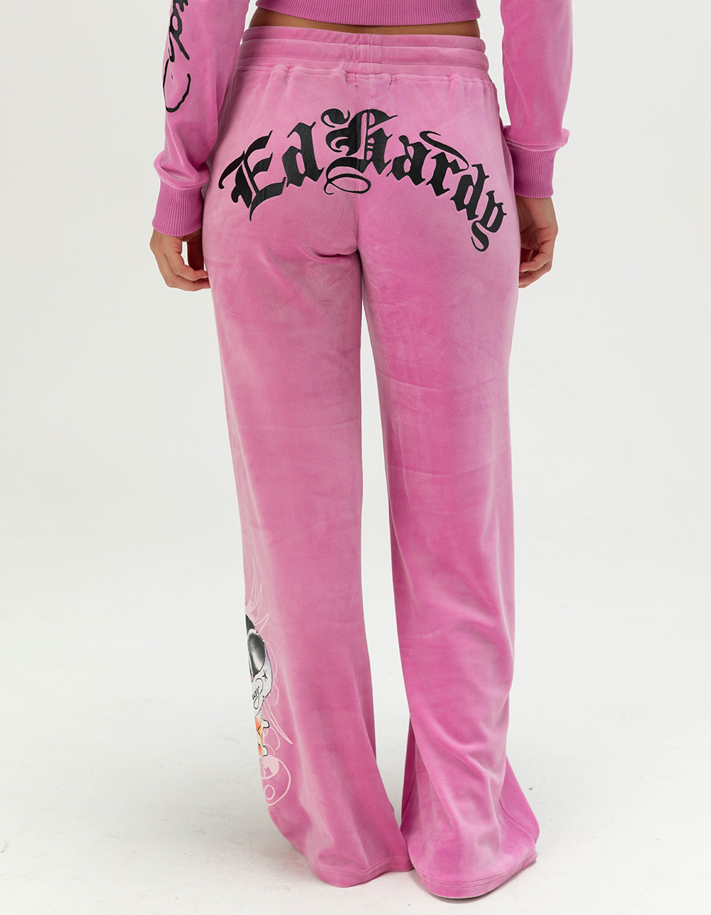 ED HARDY Panther Womens Velour Pants - ORCHID