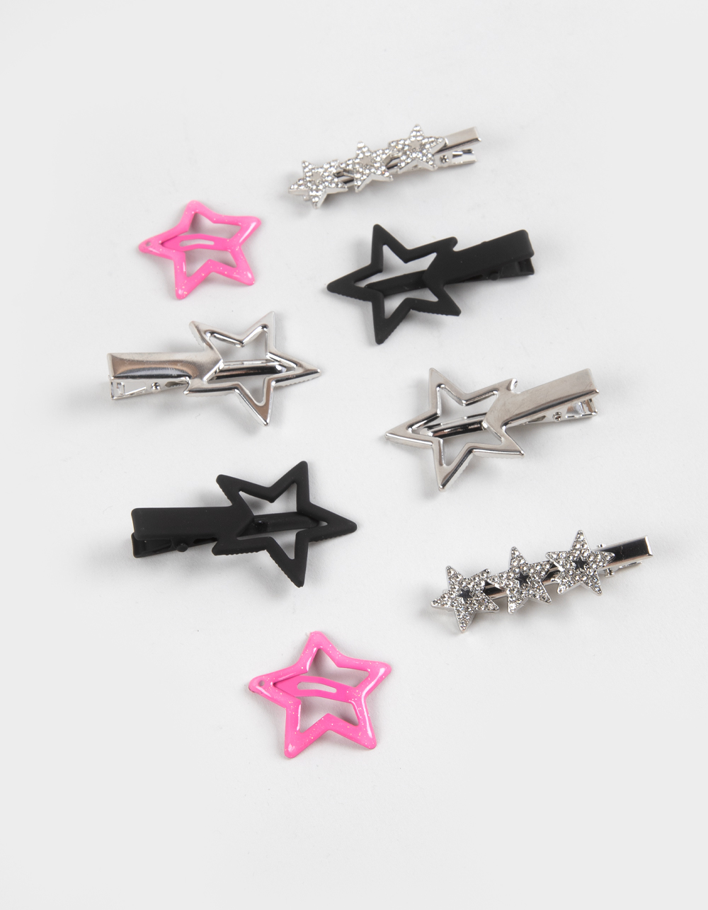 FULL TILT 8 Pack Mixed Star Hair Clips - MULTI