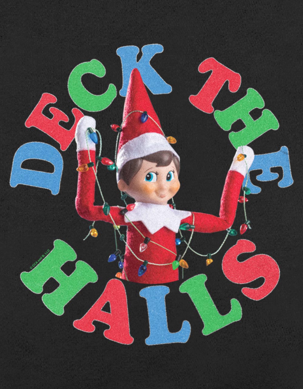 The ELF ON SHELF Deck Halls Unisex Holiday Crewneck Sweatshirt - BLACK